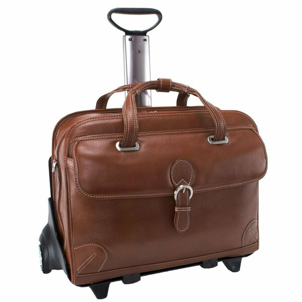 A1 Luggage McKlein  Carugetto Cognac Leather Detachable Wheeled Laptop Case - Cognac A13191070